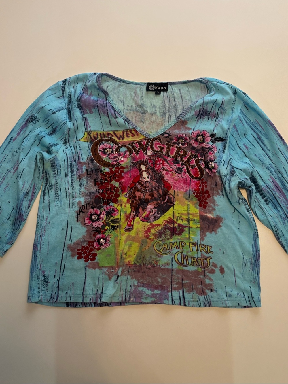 80s style colours horse cowgirls women’s top Y2K